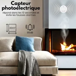 Détecteur de fumée Safety Pro Mini - Batterie 10 ans - Détecteur de fumée - Alarme incendie - 2 pièces^Aroha New