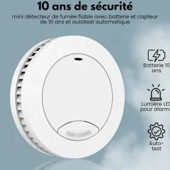 Détecteur de fumée Safety Pro Mini - Batterie 10 ans - Détecteur de fumée - Alarme incendie^Aroha Discount
