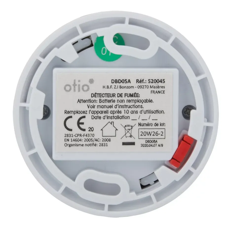 Détecteur de fumée compact autonomie 10 ans CE -^Otio Outlet