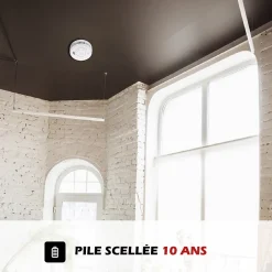 Détecteur de fumée connecté WIFI - CE EN14604 - Pile 10 ans scellée et Kit de fixation magnétique-Kyf New