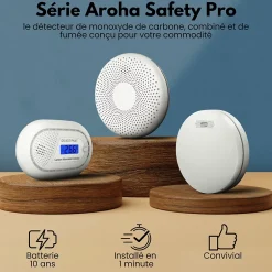 Détecteur de fumée et de monoxyde de carbone Safety Pro Sleep Line - Batterie 10 ans - Alarme incendie et de CO - 3 pièces-Aroha Outlet
