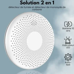 Détecteur de fumée et de monoxyde de carbone Safety Pro - Batterie 10 ans - Alarme incendie et CO - 5 pièces-Aroha Discount