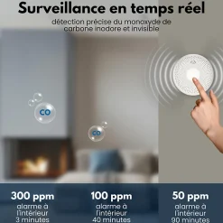 Détecteur de fumée et de monoxyde de carbone Safety Pro - Batterie 10 ans - Alarme incendie et CO - 3 pièces^Aroha Sale