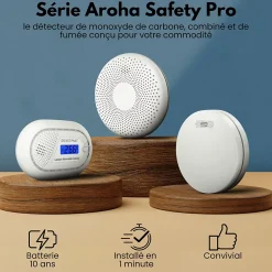 Détecteur de fumée et de monoxyde de carbone Safety Pro - Batterie 10 ans - Alarme incendie et CO - 2 pièces^Aroha Clearance