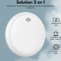 Détecteur de fumée et de monoxyde de carbone Safety Pro Sleep Line - Batterie 10 ans - Alarme incendie et de CO - 2 pièces-Aroha