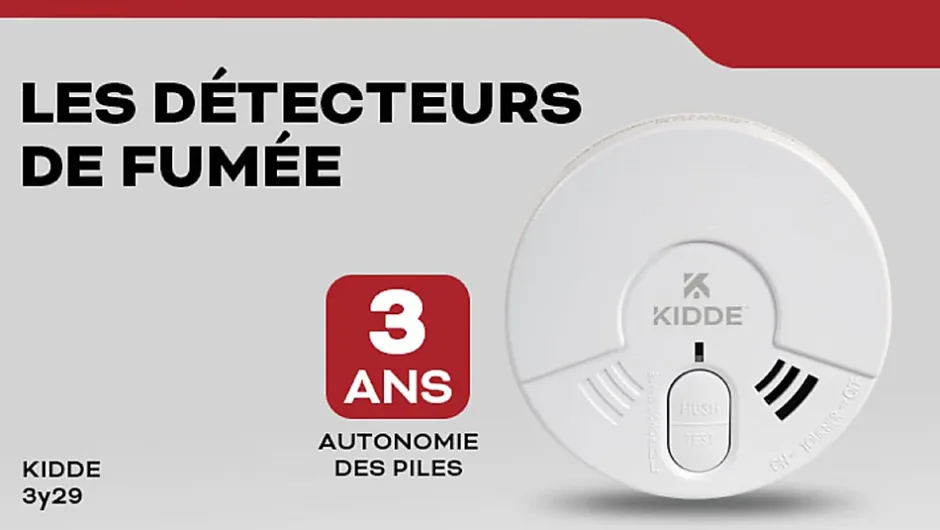 Détecteur de fumée 3Y29 autonomie 3 ans^Kidde