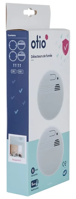Détecteur de fumée autonomie 5 ans, 2 pièces-Otio Discount