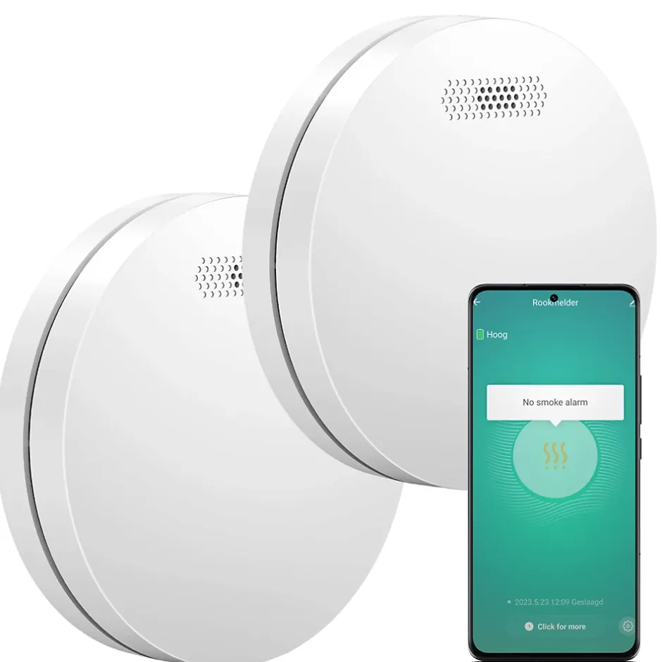 Détecteur de fumée WiFi Smart Connect - Batterie 10 ans - Alarme incendie connecte avec Tuya et Smartlife - 2 pièces^Aroha New