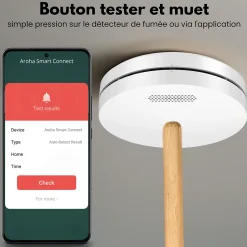 Détecteur de fumée WiFi Smart Connect - Batterie 10 ans - Alarme incendie connecte avec Tuya et Smartlife - 5 pièces^Aroha Hot