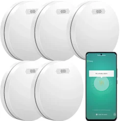 Détecteur de fumée WiFi Smart Connect - Batterie 10 ans - Alarme incendie connecte avec Tuya et Smartlife - 5 pièces^Aroha Hot