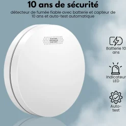 Détecteur de fumée WiFi Smart Connect - Batterie 10 ans - Alarme incendie connecte avec Tuya et Smartlife - 5 pièces^Aroha Hot
