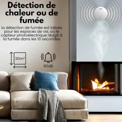 Détecteur de fumée/chaleur connectable Link - Batterie 10 ans - Capteur de fumée interconnecté - Alarme incendie - Pack de 3-Aroha Online