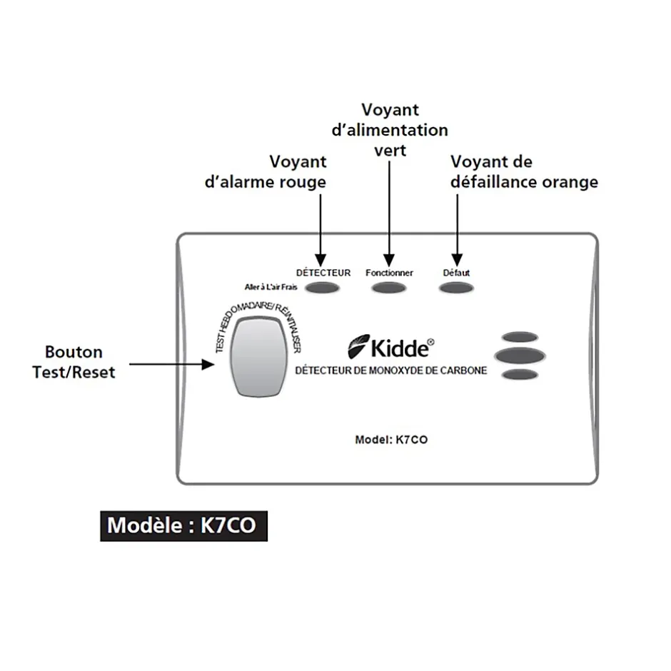 Détecteur de monoxyde de carbone 7CO-Kidde
