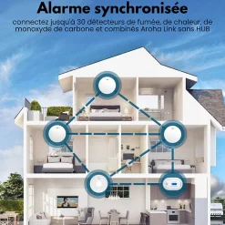 Détecteur de monoxyde de carbone interconnecté Link - Batterie 10 ans - Alarme de CO - Portable - 2 pièces-Aroha