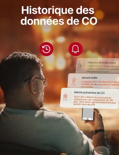 Détecteur Fumée et CO Connecté Wi-Fi Batterie Remplaçable SC07-WX Lot 2^X-Sense