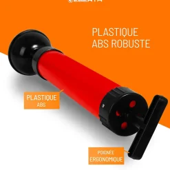 Pompe de nettoyage de tuyaux pour un nettoyage efficace des lavabos, douches et baignoires, diamètre de l'embout 90 mm^Eberth