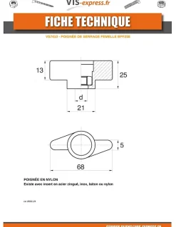 Ecrou bouton de serrage Nylon Insert Acier zingué M6 - 10 pièces-Vis Express Clearance
