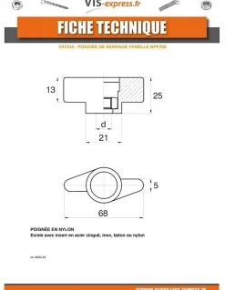 Ecrou bouton de serrage Nylon Insert Acier zingué M6 - 1 pièce-Vis Express