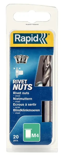 Ecrous à sertir M4, lot de 20 pièces-Rapid New