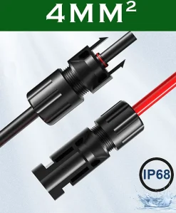 Elfcam - 2 Câbles Solaires 4mm² 1m, Connecteurs M/F, 12AWG, DC1500V, IP68, Anti-UV, Certifié TUV^Elfcam-shop Outlet