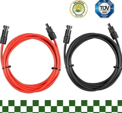 Elfcam - 2 Câbles Solaires 4mm² 12m, Connecteurs M/F, 12AWG, DC1500V, IP68, Anti-UV, Certifié TUV^Elfcam-shop Discount