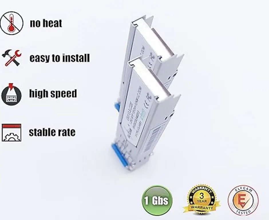 Elfcam - 2 Modules SFP 1,25 Gbps LC/UPC Duplex Monomode OS2 1310nm, 10 km, Transceivers Fibre Optique Performants^Elfcam-shop Online
