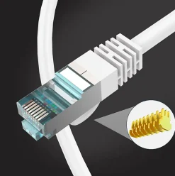 Elfcam - Câble Ethernet RJ45 Cat 7 SFTP 10m (Rond Blanc), 10Gbps, 600MHz, Cuivre, Anti-Interférences-Elfcam-shop Best
