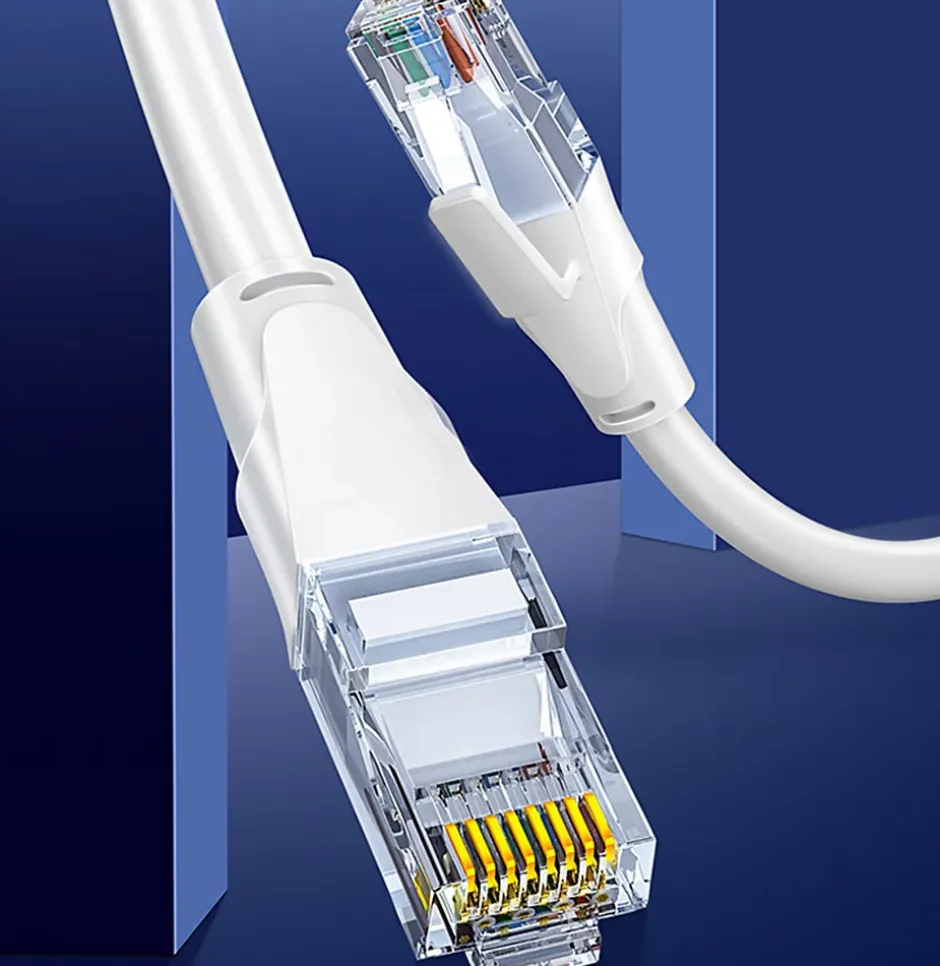 Elfcam - Câble Ethernet RJ45 Cat 7 SFTP 10m (Rond Blanc), 10Gbps, 600MHz, Cuivre, Anti-Interférences-Elfcam-shop Best