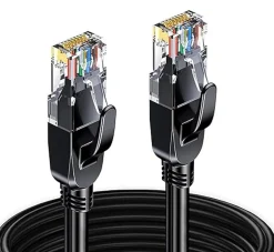Elfcam - Câble Ethernet RJ45 Cat 7 SFTP 20m (Rond Noir), 10Gbps, 600MHz, Cuivre, Anti-Interférences-Elfcam-shop Hot