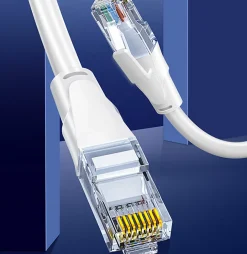 Elfcam - Câble Ethernet RJ45 Cat 7 SFTP 0.5m (Rond Blanc), 10Gbps, 600MHz, Cuivre, Anti-Interférences-Elfcam-shop Discount