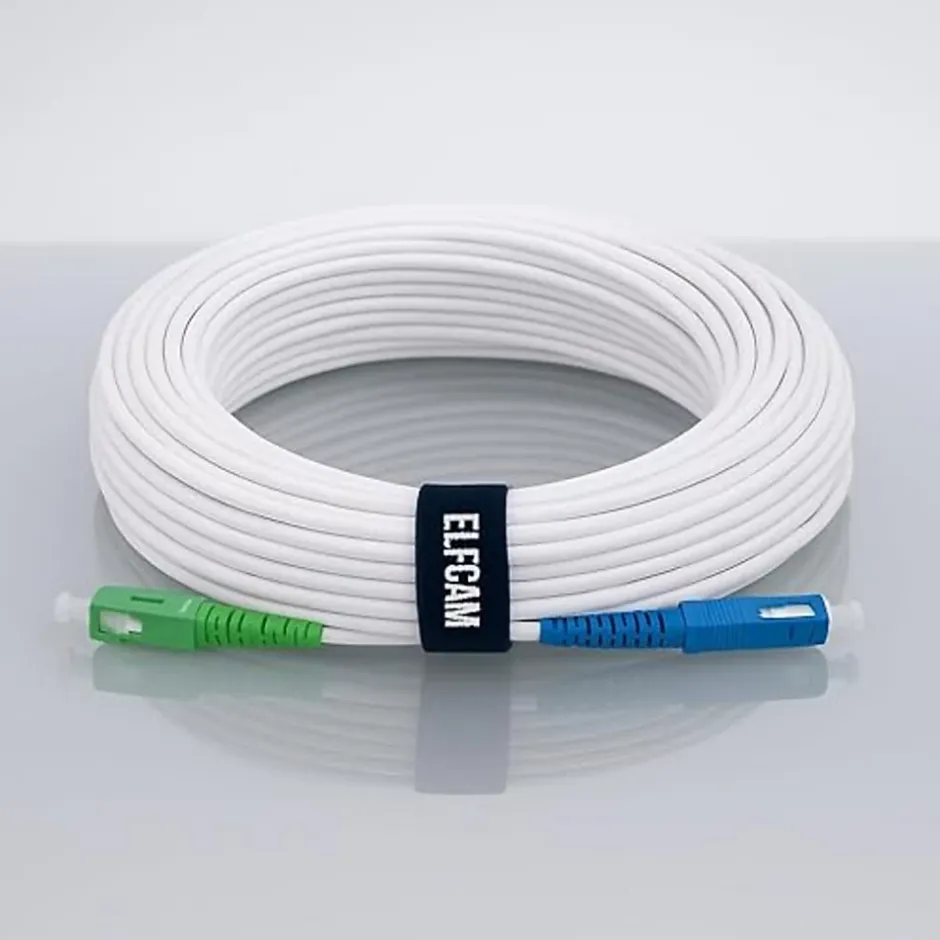 Elfcam - Câble Fibre Optique SC-APC à SC-UPC - 5m (Blanc), Jarretière Optique 9/125um, Compatible Freebox, Livebox-Elfcam-shop Discount