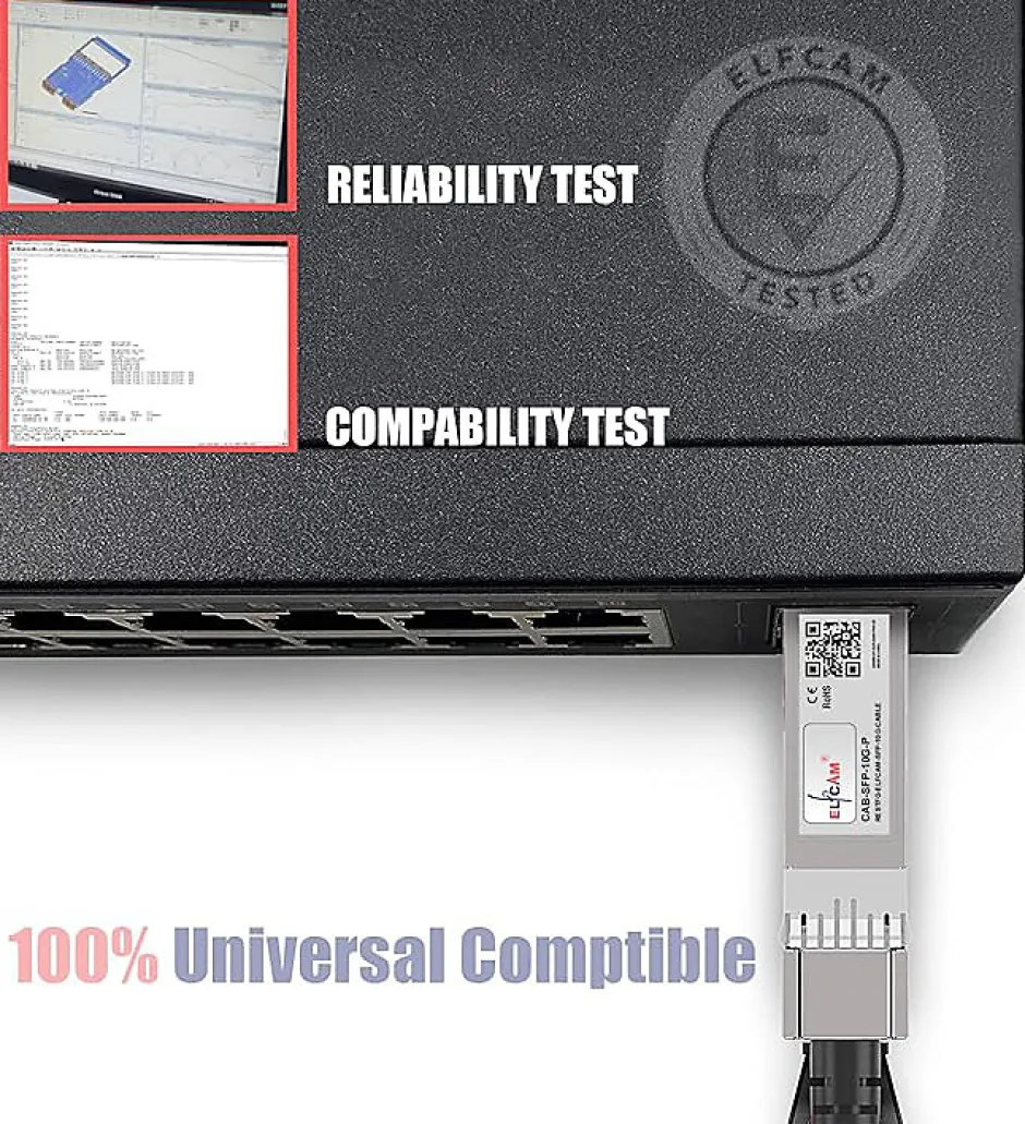 Elfcam - Câble Optique Actif SFP+ à SFP+ - 50m, AOC 10 Gbit/s OM3, Ultra Performant, Réseau Professionnels, PC^Elfcam-shop Clearance