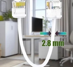 Elfcam - Câble RJ45 Cat 6 Slim 0.25m (Blanc) - 32AWG Ultra Fin, Réseau LAN/WAN, Haut Débit, Idéal PC, Box, Routeur-Elfcam-shop