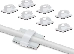 Elfcam - Clips Câble Adhésif Réglable pour Fibre Optique, Maison/Bureau, Attache Fil (Lot de 100)-Elfcam-shop Best