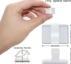 Elfcam - Clips Câble Adhésif Réglable pour Fibre Optique, Maison/Bureau, Attache Fil (Lot de 100)-Elfcam-shop Best