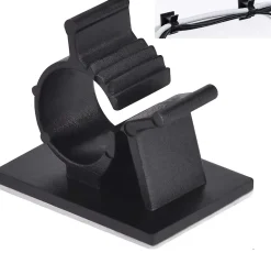 Elfcam - Clips Câble Adhésif Réglable pour Fibre Optique, Noir, Maison/Bureau, Attache Fil (Lot de 60)-Elfcam-shop Sale