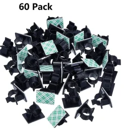 Elfcam - Clips Câble Adhésif Réglable pour Fibre Optique, Noir, Maison/Bureau, Attache Fil (Lot de 60)-Elfcam-shop Sale