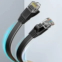 Elfcam - 20m Câble Ethernet Cat 8 Plat Noir LAN/WAN, SFTP 28AWG, 2000MHz 40Gbps avec Connecteurs RJ45 Haute Qualité^Elfcam-shop Sale