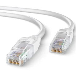Elfcam - 40m Câble Ethernet RJ45 Cat 6 Rond Blanc 1Gbps 26AWG, LAN/WAN, Idéal PC, Modem, Routeur, Box Fibre^Elfcam-shop Outlet