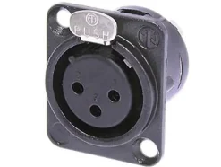 Embase XLR 3 points femelle dore type D-Neutrik Hot