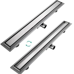 Siphon de douche linéaire, 80x7 cm, inox brossé SUS304, double installation^EMKE New