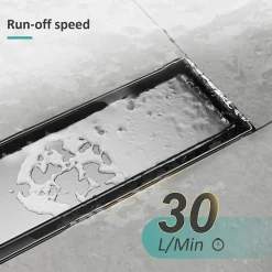 Siphon de douche linéaire, 80x7 cm, inox brossé SUS304, double installation^EMKE New