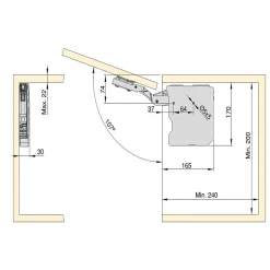 Compas Agile Smart pour porte relevable, 960 - 2350, Plastique gris antracite, Acier et Plastique.^Emuca Discount