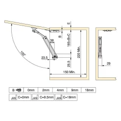 Compas pour portes levantes Altius One, Gamme de force 1440-2200, Acier, Titane-Emuca