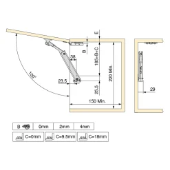 Compas pour portes levantes Altius One, Gamme de force 1440-2200, Acier, Nickelé-Emuca New