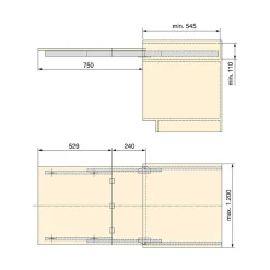 Emuca Coulisses pour table à rallonge Coktail Reverse H35, Aluminium, Inox anodisé^ Outlet