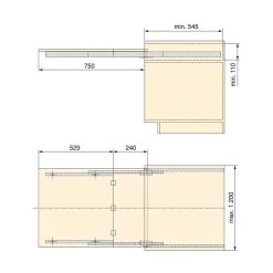 Emuca Coulisses pour table à rallonge Coktail Reverse H35, Aluminium, Inox anodisé^ Outlet