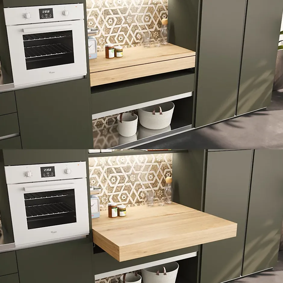 Emuca Coulisses pour table extensible et relevable Oplà Folding+39 M120, Aluminium, Inox anodisé^ Hot