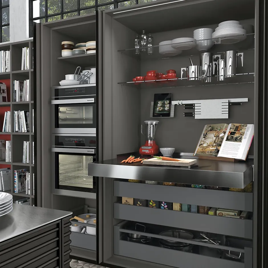 Emuca Coulisses pour table extensible et relevable Oplà Folding+39 M120, Aluminium, Inox anodisé^ Hot