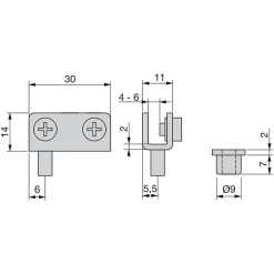 Jeu de charnières intérieures pour porte Verre, épaisseur 4-6mm, Acier, Gris métallisé-Emuca Sale